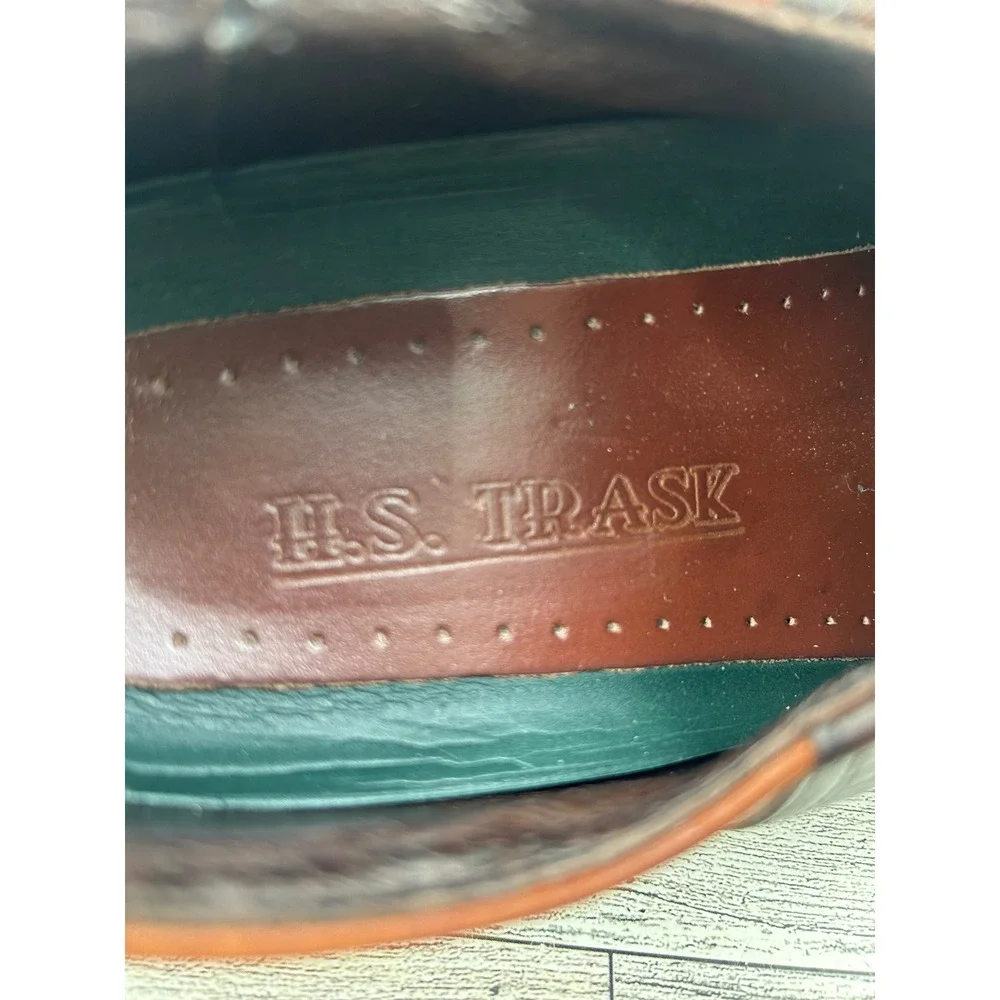 H S TRASK‎ Mens Saddle Shoes Brown Leather Lace Up Oxfords Size 9
